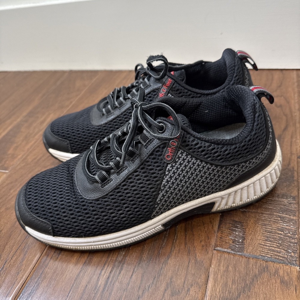 Orthofeet Orthopedic Walking Sneaker Shoes Men's 8.5 D‎ Black Comfort Wide Mesh